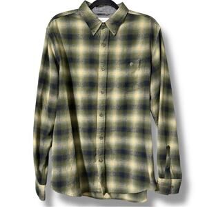 Original Weatherproof Vintage men's large plaid flannel green & grey button down